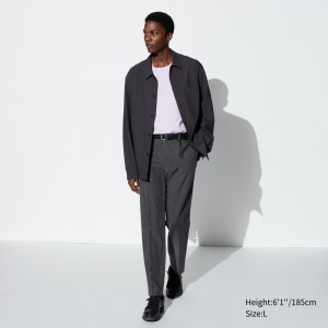 Uniqlo Smart Wool Like Ankle Length Trousers Long Hosen Herren Grau | 40563MTHY