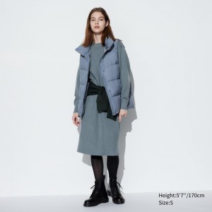 Uniqlo Souffle Yarn Smooth Long Sleeved Dress Kleid Damen Grün | 86153YRQC