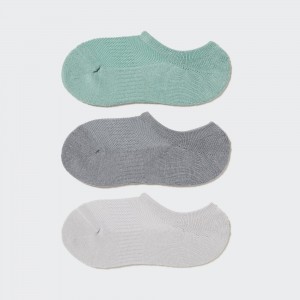 Uniqlo Sports Invisible No Show Socks Three Pairs Socken Damen Grün | 61854IYLN