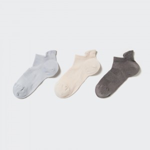 Uniqlo Sports Short Socks Three Pairs Socken Damen Hellgrau | 63470GDKN