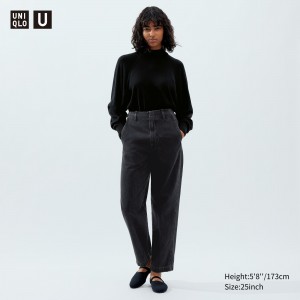 Uniqlo Straight Leg Jeans Jeans Damen Dunkelgrau | 16930TGCP