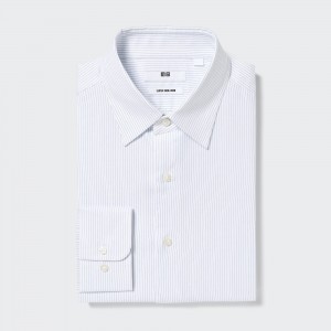 Uniqlo Super Non Iron Regular Fit Striped Shirt Regular Collar Hemd Herren Blau | 68107CZPN