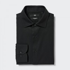 Uniqlo Super Non Iron Slim FiT-Shirt Semi Cutaway Collar Hemd Herren Schwarz | 94531TBFI