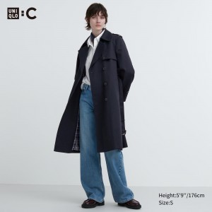 Uniqlo Trench Coat Jacken Damen Navy | 06785TPHB