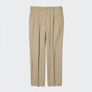Uniqlo Two Way Stretch Pleated Tapered Fit Trousers Hosen Herren Beige | 26730LIBS