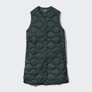 Uniqlo Ultra Light Down Long Vest Jacken Damen Dunkelgrün | 35429FYEA