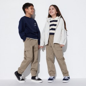 Uniqlo Ultra Stretch Cargo Joggers Jogginghose Kinder Beige | 71536MATL