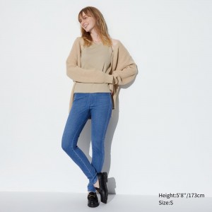 Uniqlo Ultra Stretch Denim Leggings Long Oberteile Damen Blau | 89624VEGL