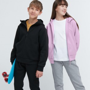 Uniqlo Ultra Stretch Dry Sweat Zipped Hoodie Hoodie Kinder Schwarz | 48735LPDV