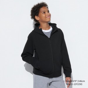 Uniqlo Ultra Stretch Dry Sweat Zipped Hoodie Hoodie Kinder Schwarz | 07621JMYW