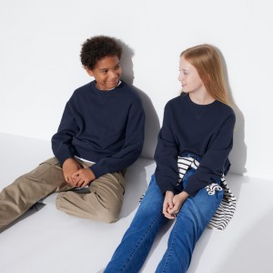 Uniqlo Ultra Stretch Soft Sweatshirt Hoodie Kinder Navy | 28396WIPV