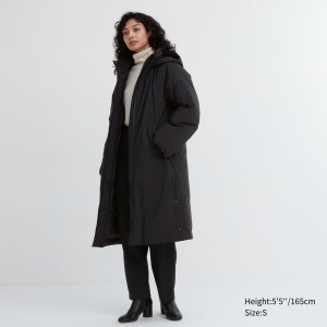 Uniqlo Ultra Warm Hybrid Down Long Coat Jacken Damen Schwarz | 14392HUIB