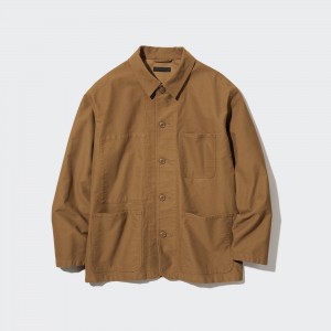 Uniqlo Utility Jacket Jacken Herren Braun | 75609OFJR