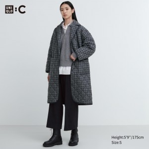 Uniqlo Warm Padded Oversized Coat Jacken Damen Grau | 70591USXL