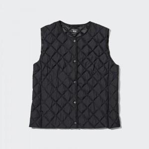 Uniqlo Warm Padded Quilted Vest Jacken Damen Schwarz | 58439EJUB