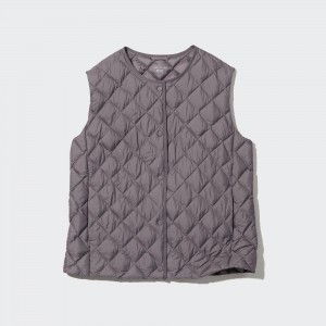 Uniqlo Warm Padded Quilted Vest Jacken Damen Grau | 28190MLNJ