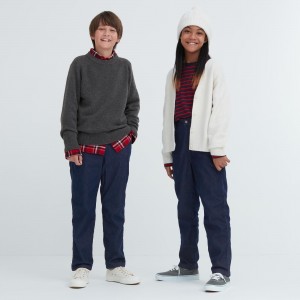 Uniqlo Warm Stretch Lined Jeans Jogginghose Kinder Blau | 48251GKOA