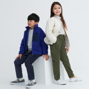 Uniqlo Warm Stretch Lined Trousers Water Repellent Jogginghose Kinder Navy | 97280WXGC