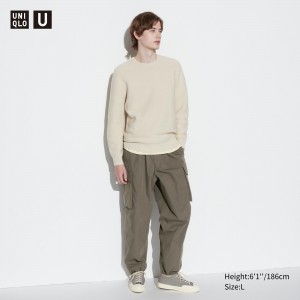 Uniqlo Wide Fit Parachute Cargo Trousers Hosen Herren Olivgrün | 34270KZMN