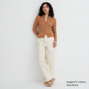 Uniqlo Wide Leg Baker Trousers Oberteile Damen Weiß | 79028POXT