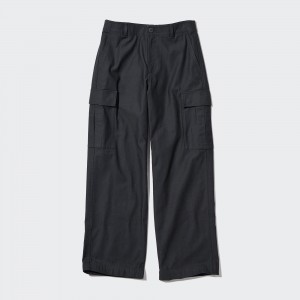 Uniqlo Wide Straight Leg Cargo Trousers Long Oberteile Damen Dunkelgrau | 09785CWSL