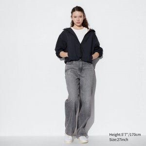 Uniqlo Wide Straight Leg Jeans Jeans Damen Grau | 43510BPSA