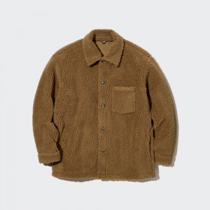 Uniqlo Windproof Outer Fleece Shirt Jacket Überhemd Herren Braun | 84627OMUG