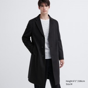 Uniqlo Wool Blend Chesterfield Coat Jacken Herren Schwarz | 73568ZCEP