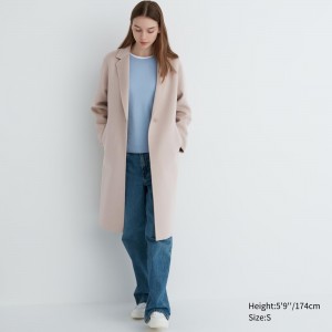 Uniqlo Wool Blend Long Coat Jacken Damen Beige | 58247TPGX