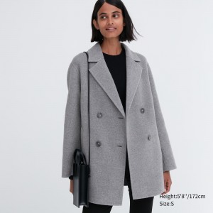 Uniqlo Wool Blend Short Coat Jacken Damen Grau | 89713MRDC